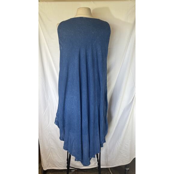 Boho Denim Full Hippie Chic Summer Beach White Embroidered Paisley Floral M/L - Picture 6 of 11